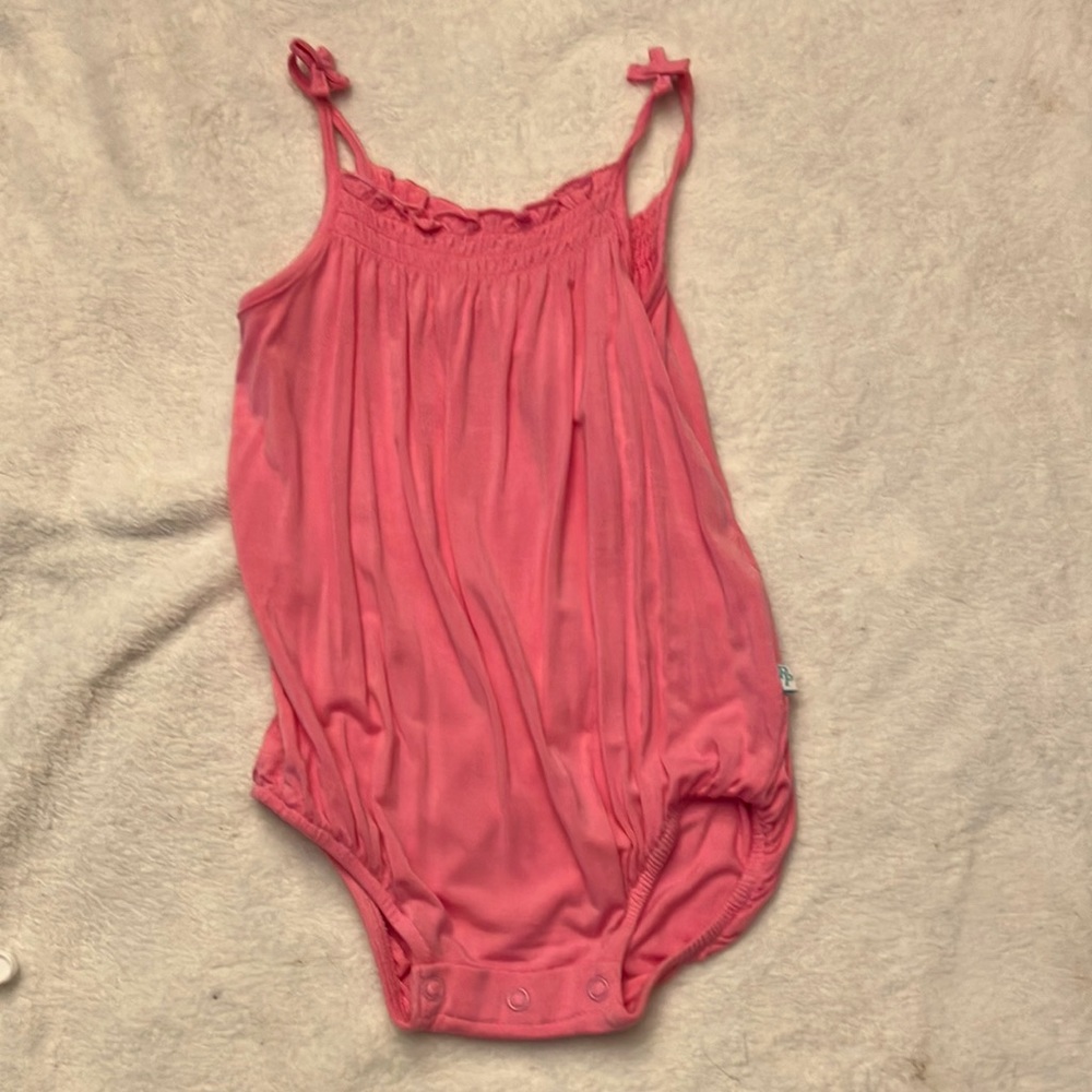 Posh Peanut Pink solid romper 6-12 months